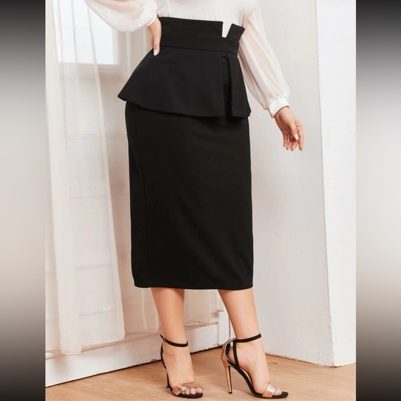 Chic High-Rise Elegant Peplum Pencil Skirt Sz 2XL (16) - Picture 4 of 10